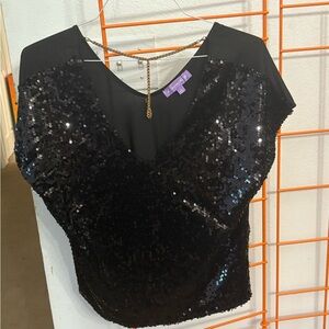 Lavender Sky Size Large Sequin Chain Blouse